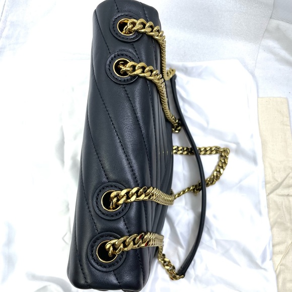 Tory Burch Kira Chevron CONVT SHLDR Bag. Excellent Condition New. Black/Gold. - Picture 5 of 14